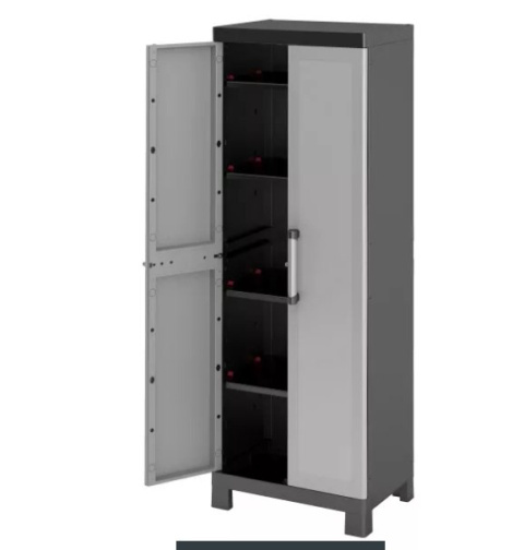 Wysoka 182cm szafa garażowa HEAVEN szara mocny plastik dwudrzwiowa