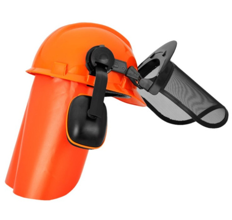 Zestaw ochronny dla pilarza drwala osłona kask nauszniki 