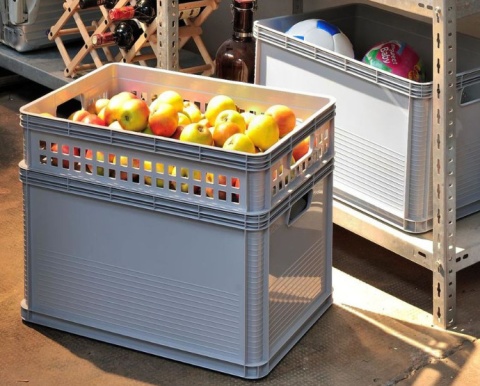 Pojemnik plastikowy 45L skrzynka uchwyty BLACK trwała