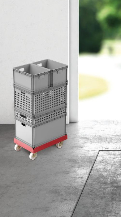 Pojemnik plastikowy 64L skrzynka uchwyty GREY trwała