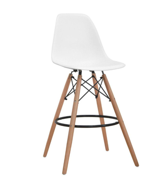 Krzesło barowe Holly White hoker 120kg drewniane nogi