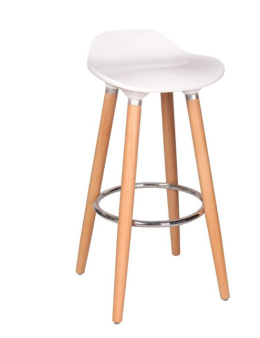 Krzesło barowe Merlin White hoker 120kg drewniane nogi