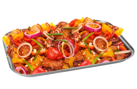 Tacka stalowa na szaszłyki grill pieczenie 34cm 24cm