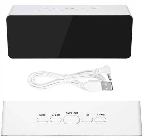 Zegar budzik z termometrem +lusterko 4w1