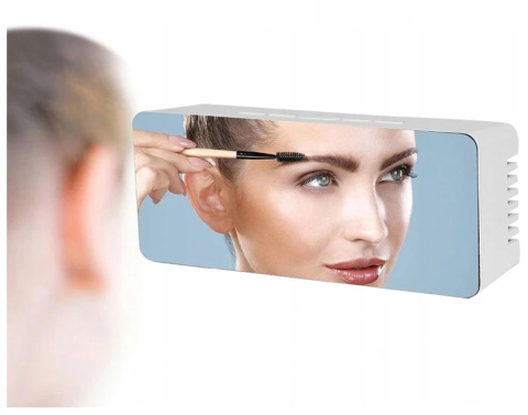 Zegar budzik z termometrem +lusterko 4w1