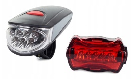 Zestaw lamp rowerowych LED przód tył 3xAA lampki rower 5W