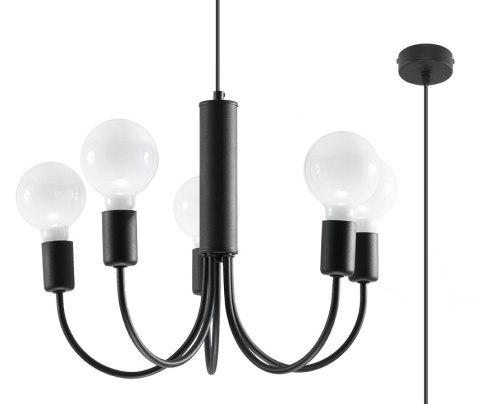 Lampa sufitowa żyrandol PICCOLO 5 czarny design domowy