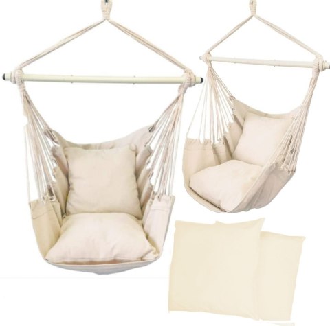Hamak brazylijski krzesło z poduszkami ecru beżowy wysoka jakość wykonania