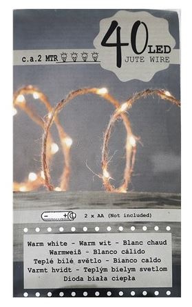 Sznurek jutowy cienki z oświetleniem 40szt 2m LED lampeczki OLAJ