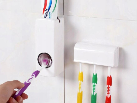 Uchwyt na szczoteczki+pasta 2w1 do zębów
