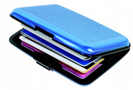 Niebieski portfel na karty etui dokumenty wytrzymały BLUE ZWY