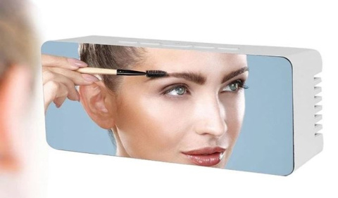 Budzik lustro wielofunkcyjny zegarek z alarmem datą LED