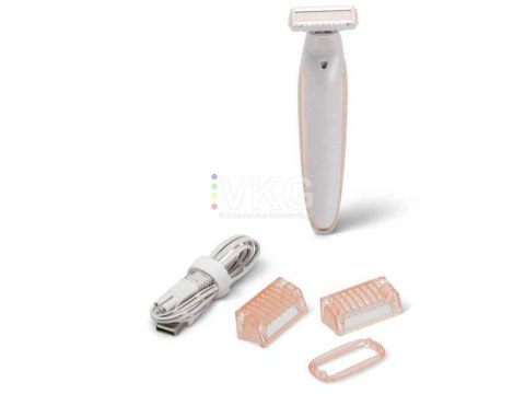 Depilator biało złoty USB AKU do ciała 3 końcówki