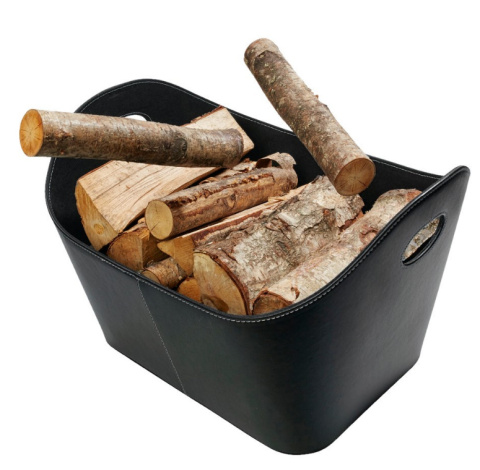 Kosz drewno kominka Eko skóra czarny dwoje uszu