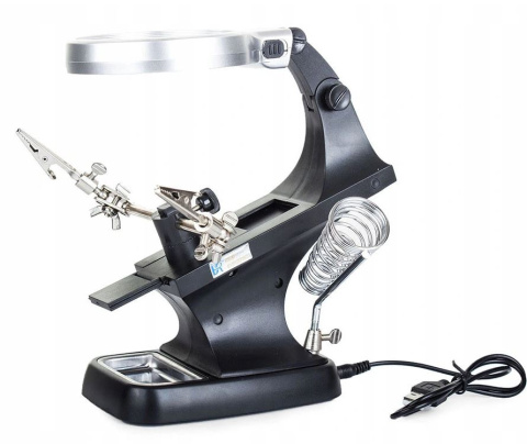 ZESTAW Lupa Led z trzymakiem trzecia ręka precyzja wygoda