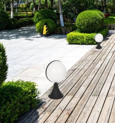 Lampa latarnia ogrodowa słupek Sphere IP44 black kula czarna