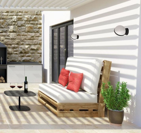 Lampa ścienna kinkiet Sphere IP44 black kula czarna