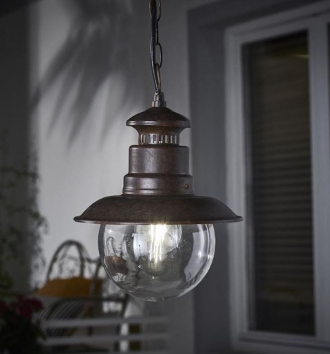 Lampa wisząca ogrodowa IP44 Marie Mae retro brązowa