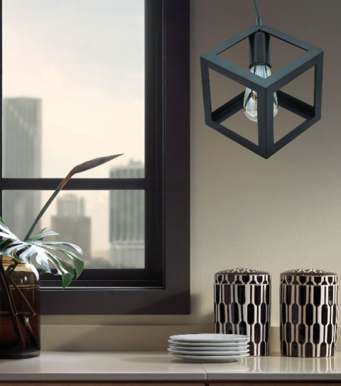 Lampa wisząca żyrandol CUBAN Black czarna 16 cm kuchnia jadalnia 130 cm