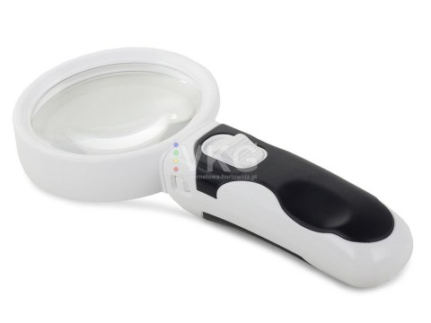 LUPA BIURKOWA RĘCZNA 2w1 WYMIENNE SOCZEWKI 6 LED