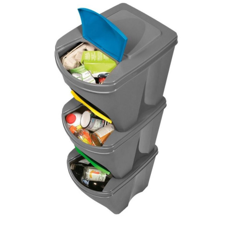 Kubeł 3x 25l odpady niebieski zielony żółty segregacja