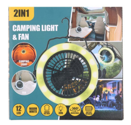 WENTYLATOR LAMPA LED 3 xAA czarny klips camping średnica  ZWY