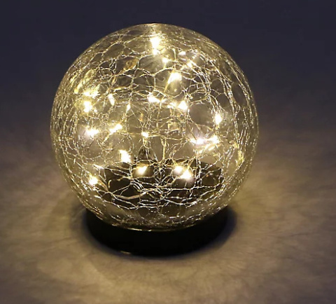 Oświetlenie słoneczne LED kula szklana 12,5cm szer solar