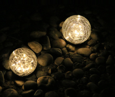 Oświetlenie słoneczne LED kula szklana 12,5cm szer solar