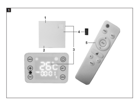 Grzejnik elektryczny ścienny biały 400W termostat pilot