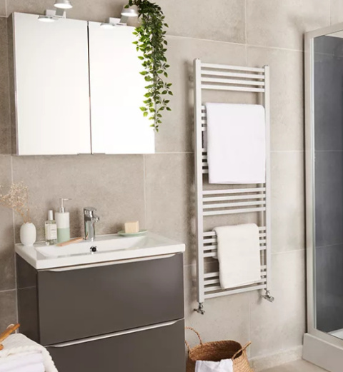 Grzejnik łazienkowy HALFA1  szary 128x45cm