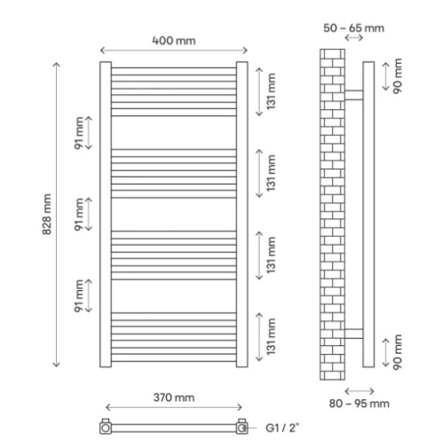 Grzejnik łazienkowy biały LOYA  szary 80 x 43 cm