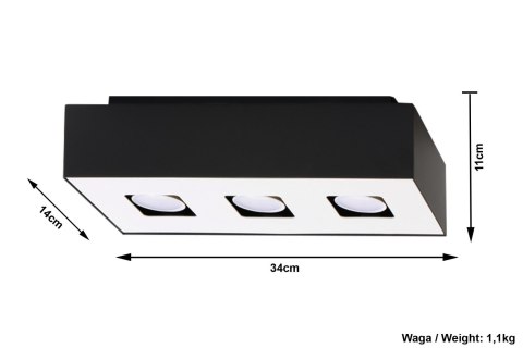 Plafon MONO 3 Czarny sufit sufitowa lampa spot punkt