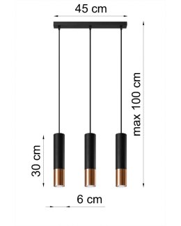 Lampa wisząca LOOPEZ 3L czarny/miedź