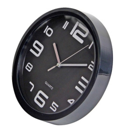Zegar ścienny TAE czarny baterie 30cm metalowe wskazówki