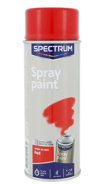 Spray 400ml akrylowy farba czerwony połysk wszystko kryje