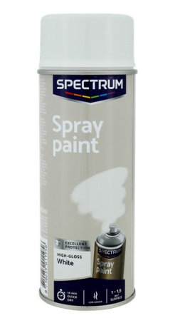 Spray 400ml akrylowy farba połysk biały wszystko kryje