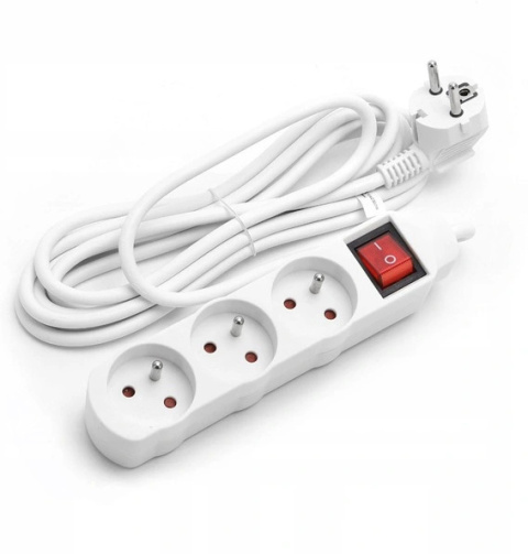 Przedłużacz z 3-gniazdami i kablem długości 1,5 metra