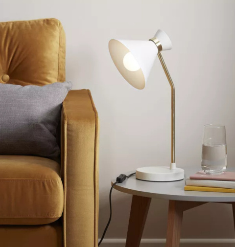 LED Lampa biurkowa EVE 45cm E27 biała złota regulowana