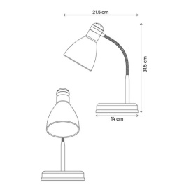 LED Lampa biurkowa SIMON E27 31cm czarna regulowana