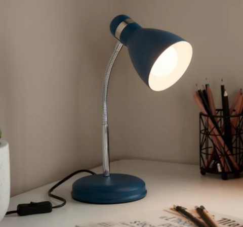 LED Lampa biurkowa SIMON E27 31cm niebieska regulowana