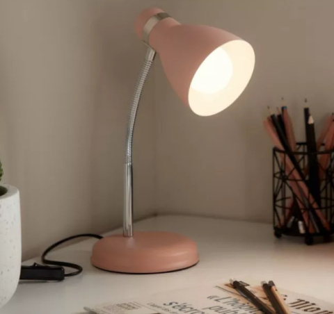 LED Lampa biurkowa SIMON E27 31cm różowa regulowana