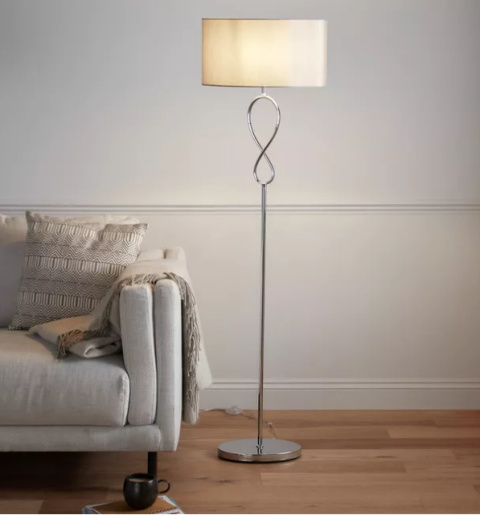 LED Lampa podłogowa SINA E27 152cm szara srebrna