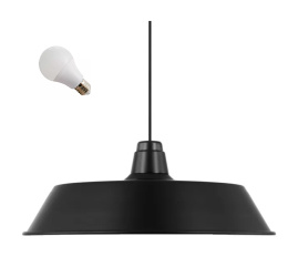 LED Lampa wisząca ALBERT 38cm E27 czarna metalowa