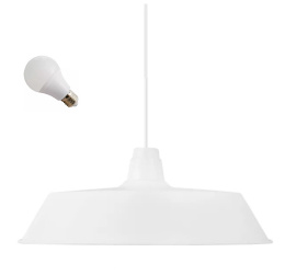 LED Lampa wisząca ALBERT 38cm E27 biała metalowa