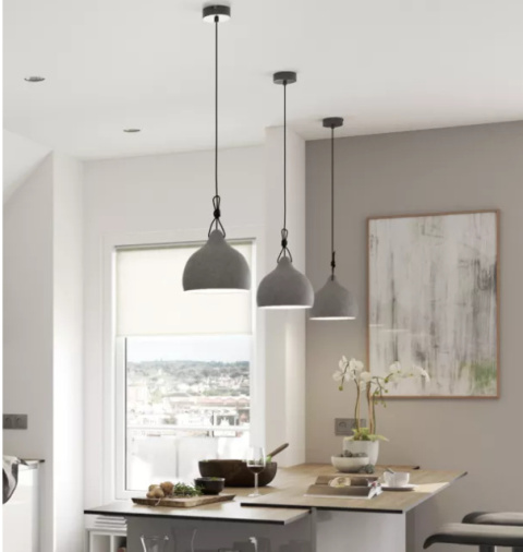 LED Lampa wisząca SUSAN 22cm E27 szara ceramiczna metal