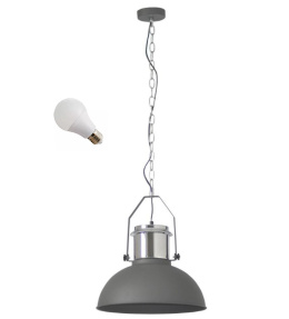 LED Lampa wisząca STAN 38cm E27 szara metalowa