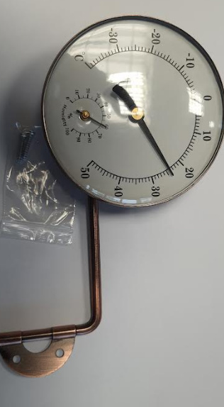 Wilgotnościomierz analogowy z termometrem stal szlachetna  