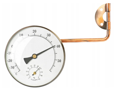 Wilgotnościomierz analogowy z termometrem stal szlachetna  
