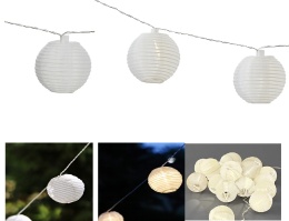 Lampa dekoracyjna solarna z białymi kulami 20 szt. na 5 m długości