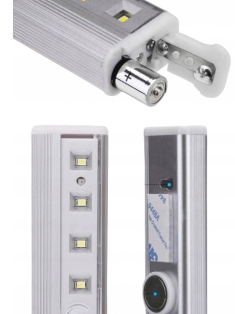 LED Lampka magnes LED 3m czujka ruchu baterie 3xAAA 8 diód zwy